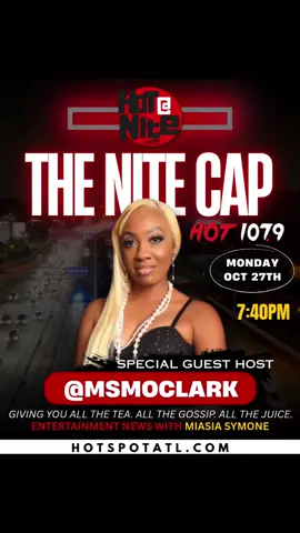 💪🏾💪🏾💪🏾💪🏾💪🏾 Guess whos doing a segment on the radio tonight 🤭🤭🤭 Excited to give you the entertainment news tonight on @hot1079atl with my girl @miasiasymone! Check out #TheNiteCap with me at 7:40pm‼️ Turn your radios on and tune into Hot @ Nite with ##MiAsiaSymone Monday - Friday, 7pm - Midnight ! 🔥🔥🔥🔥 Listen online at hotspotatl.com ##hot1079atl##hotatnite ##MiAsiaSymone