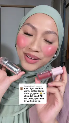 Replying to @Cindy ini kalo dibandingin keduanya! tp klo km suka agak brownish red gitu bisa ambil coco quartzz #liquidblush #comparison #blush 
