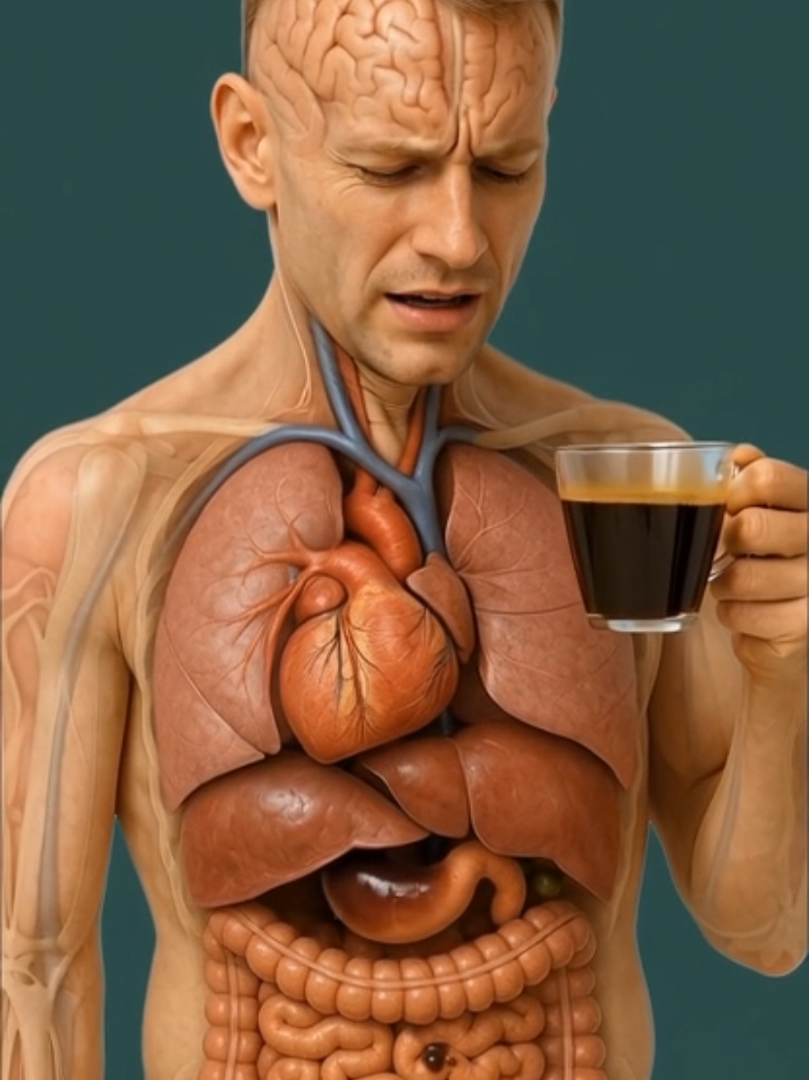 What happens when hot black coffee enters your body? ☕😱 #humananatomy #HealthFacts #anatomy #healthawareness #healthcare 