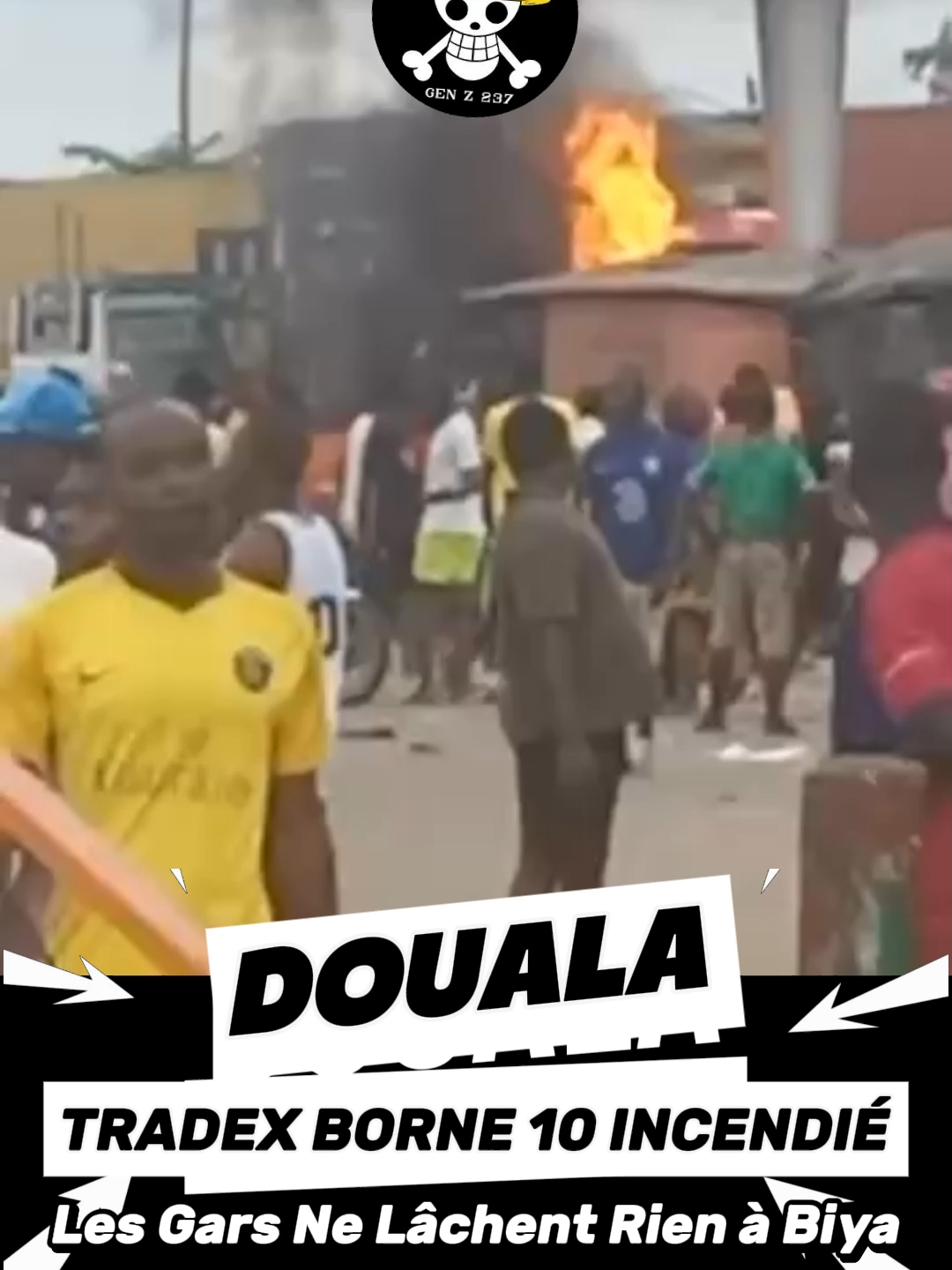Tradex Borne 10 à Douala incendié !#issatchiroma #paulbiya #nordcameroun #genz237 #bahebeck