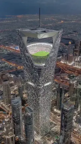 NEOM Stadium coming to Saudi Arabia. This monster is 1,150 feet above the ground, seats 46,000 fans, and is expected to be completed in 2032. Imagine watching the World Cup up there?! #saudiarabia #buildings #viraltiktok #engineering #fyyyp 