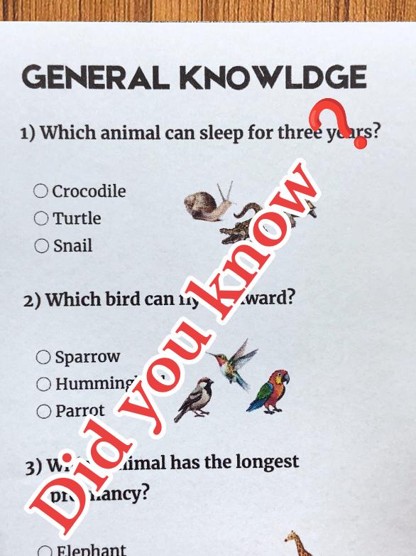 General Knowledge Quiz - Did you know ❓ #generalknowledge #zoology #Science #quiz #trivia 