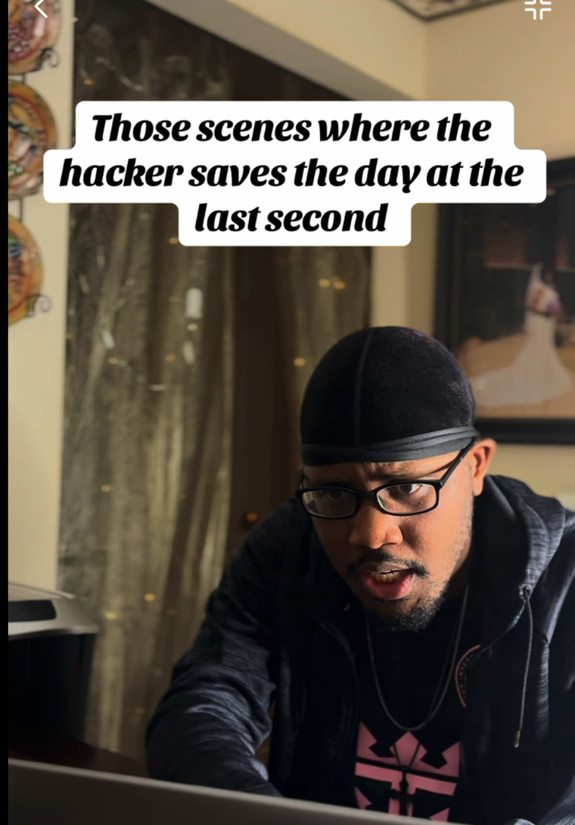Those scenes where the hacker saves the day at the very last second  #acting #movies #skits #relatable 