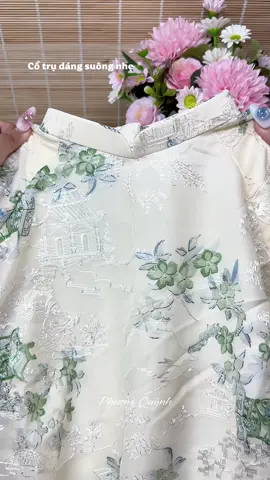 Áo dài cách tân cổ trụ dáng suông thuỷ mặc #aodaitet #aodaicachtan #aodai #thoitrang #fypシ゚ 