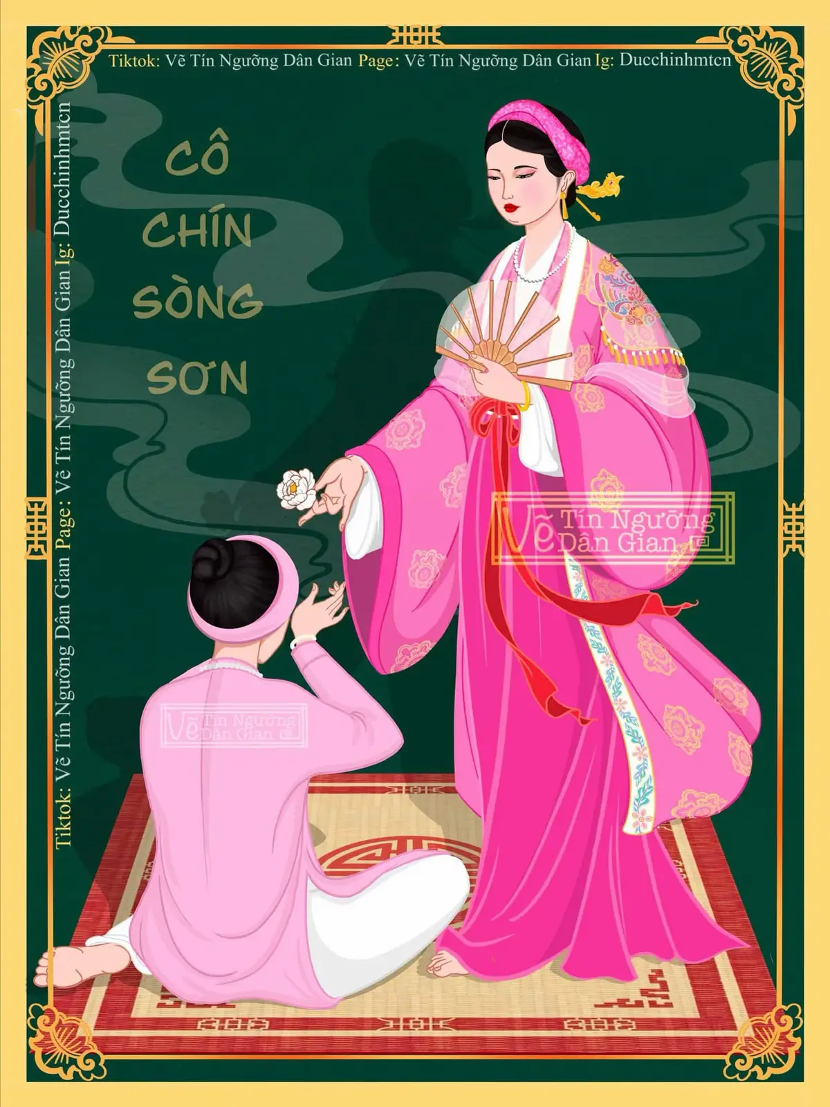 Giữa chốn hồng trần muôn nẻo, Con nguyện cầu Cô Chín thương ban, Dẫu đời gió bụi gian nan, Xin Cô che chở, bình an bước đường. Con lạy Cô, quyền linh phép cả, Cô thương con, mở lượng từ bi, Cho con trí sáng tâm tri, Biết điều phải trái, giữ vì thiện tâm. Lạy Cô về, Cô ban phước thắm, Cho bách gia trăm họ an vui, Nhà nhà no ấm đủ mười, Lộc tài thịnh vượng, nụ cười bình yên. Con thành tâm xin cúi đầu sám hối, Cầu Cô soi chiếu lòng con, Rửa trôi nghiệp chướng hao mòn, Cho tâm tịnh sáng, vuông tròn niềm tin. Ơn Cô như biển không bờ, Dẫu muôn kiếp nữa, con khờ chẳng quên.  🙏Lạy Cô, Cô về Cô ban thương cho bách gia trăm họ được bình an…🌷 Ảnh: Vẽ Tín Ngưỡng Dân Gian #cochinsongson #tuphuvanlinh #tinnguongthomauvietnam #tinnguongdangian #vetinnguongdangian 