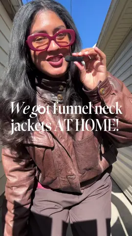 I felt so tempted to buy a funnel neck leather jacket, but hello, I already had one !! I thrifted this some years ago and love how worn and distressed she looks 🥰 #funnelneckjacket #funnelneck #thriftedleatherjacket @UNIQLO USA @thefryecompany #vintageleatherjacket @dct_vintage balenciaga bag 