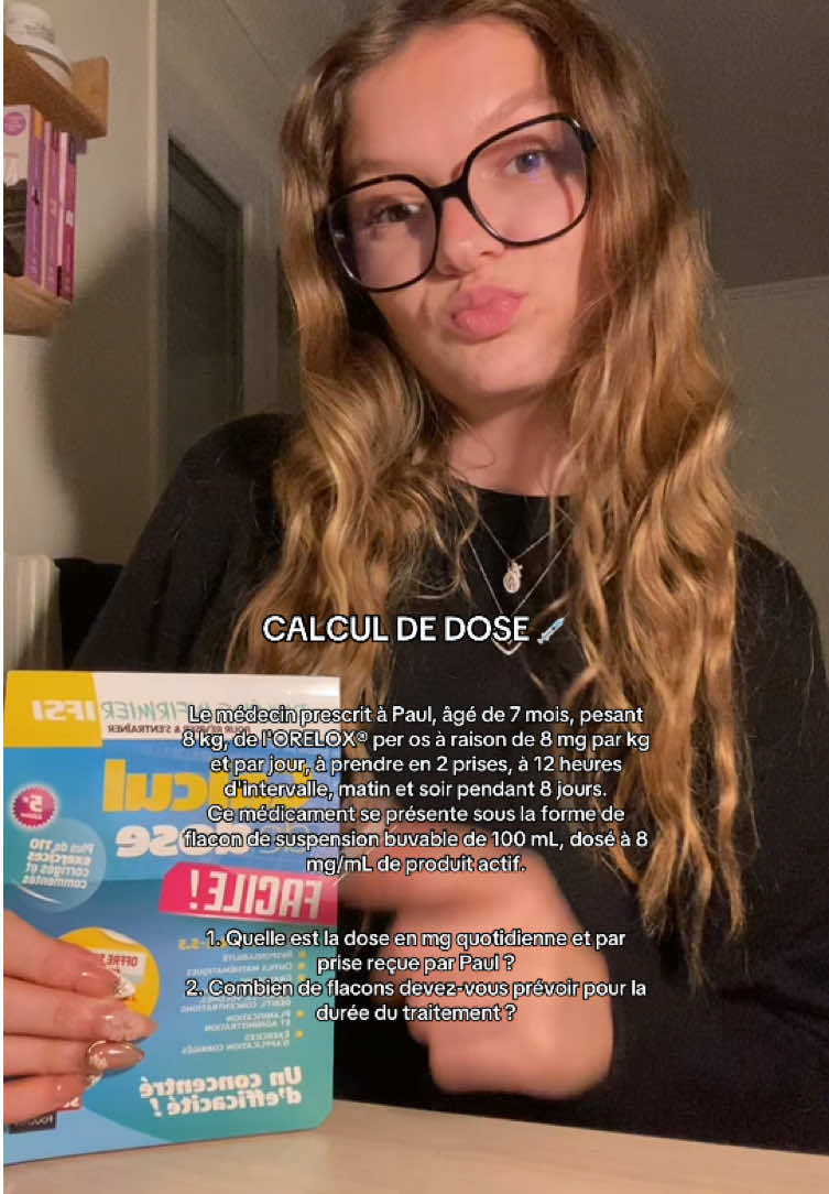 on commence la série sur les calculs de doses !💉 mettez votre réponse en commentaire 🤗 — #ifsi #esi #calculsdedoses #infirmiere #stage 