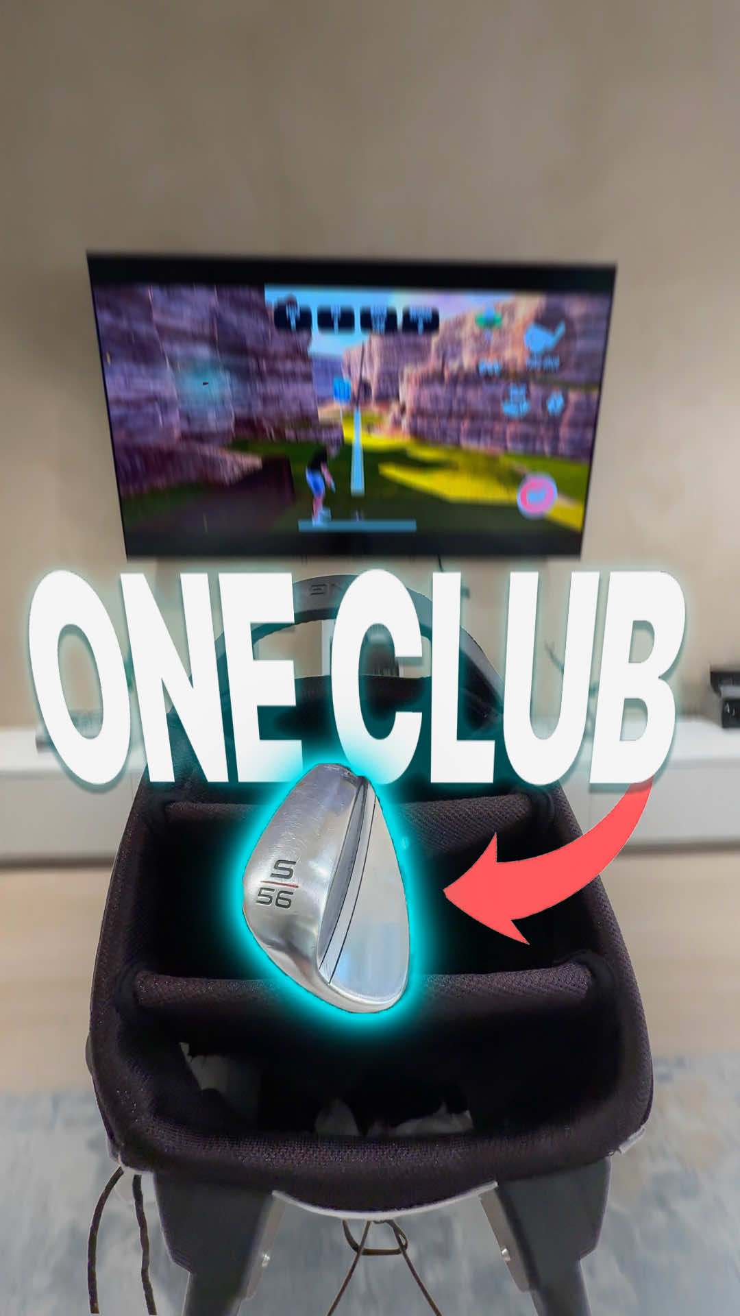 One club challenge on the Golf at Home on a 280 yard hole! Can I make par by only using my sand wedge!? You can shop the Golf at Home today ⛳️ #golf #LetsPlay #golfing #golfdaddy