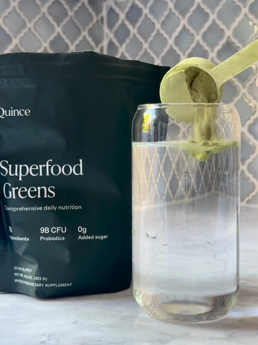 Kick your morning off with our Daily Superfood Greens ($40) and you'll feel ready to take on the day! #OneQuince #MorningRoutine #GreensPowder 