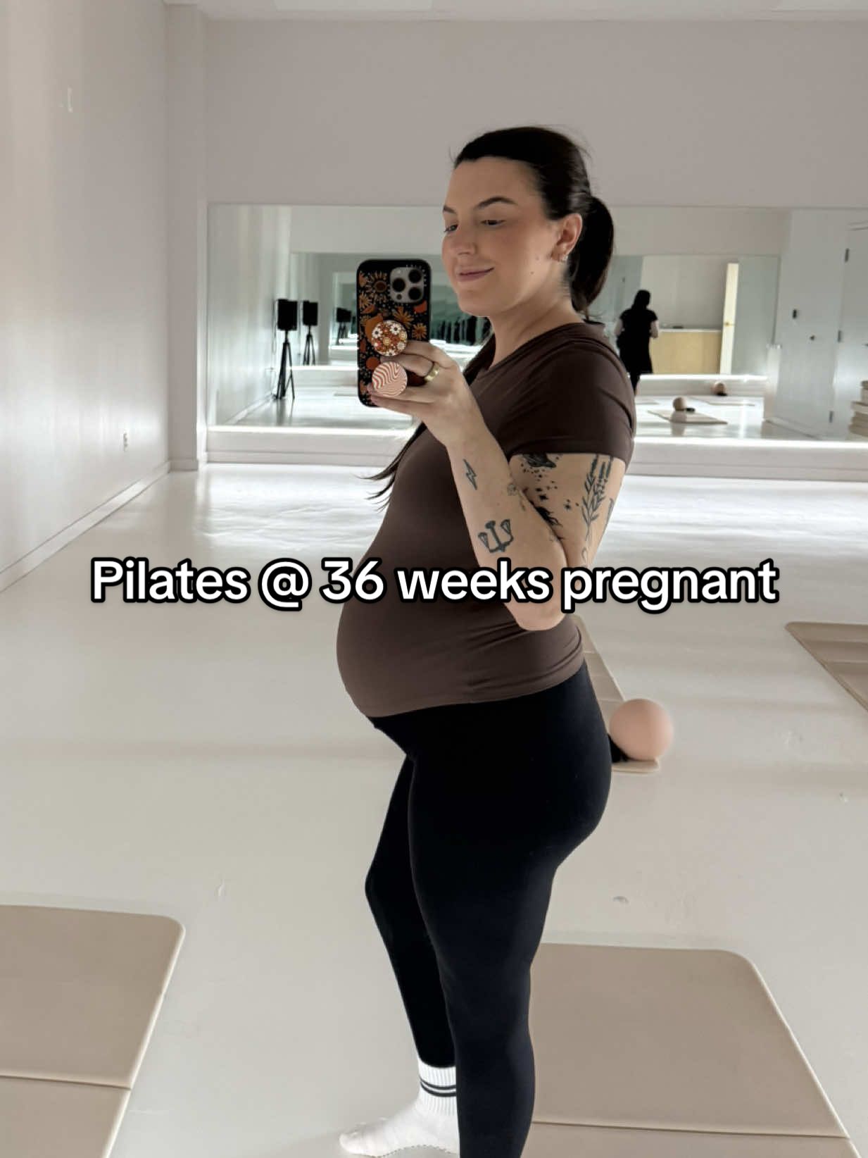 Somehow still moving my body at 36.5 weeks pregnant 😅  #prenatalpilates #36weekspregnant #pregnancyjourney 