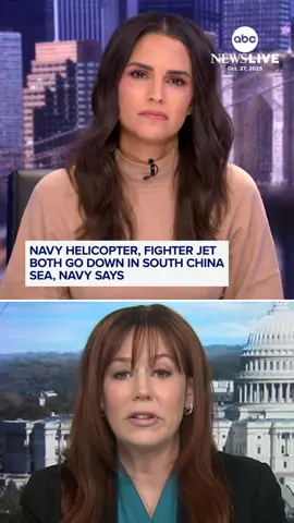 A Navy helicopter and a fighter jet, both conducting routine operations from the USS Nimitz aircraft carrier, went down in the South China Sea about 30 minutes apart Sunday, the U.S. Pacific Fleet said. 