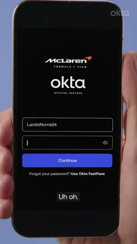 No face, no access. Good thing @McLaren driver @Lando Norris has got both. 😎 #ThisTeam #McLarenF1 #OktaFastPass