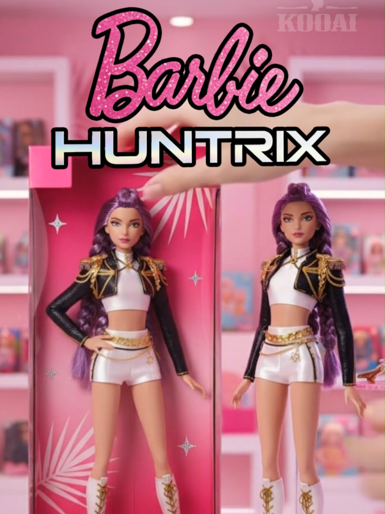 Barbie × HUNTRIX - AI Special Edition 😁Unofficial fan-made product created with AI #kpopdemonhunters #aifigure #mds #mattel #케데헌굿즈 #huntrix #kpop
