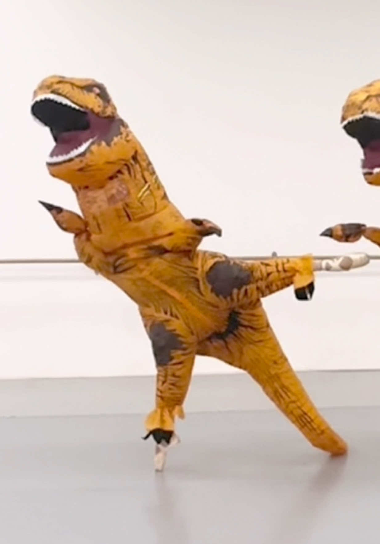 TikTok asked for more dancing dinos so here you go! 🦖🩰🎃 Ballerinas: Can you name the variation? #DinoSwanLake #SpookySeasonOnPointe #BalletHumor #DanceReel #BalletLife          