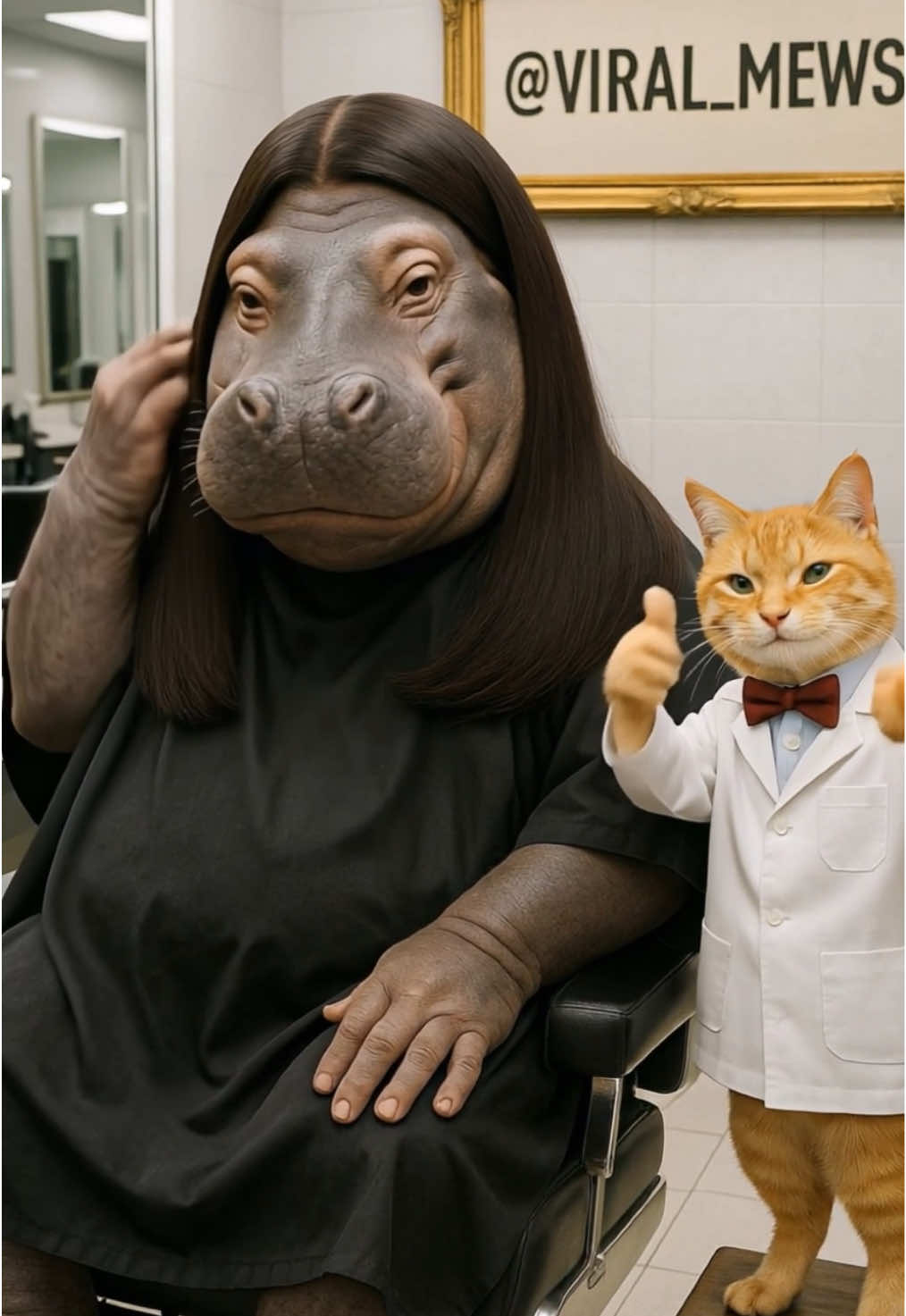 Who knew hippos could pull off a salon look like THIS? 😳💅 #viral_mews #pixverse #pixverseai 