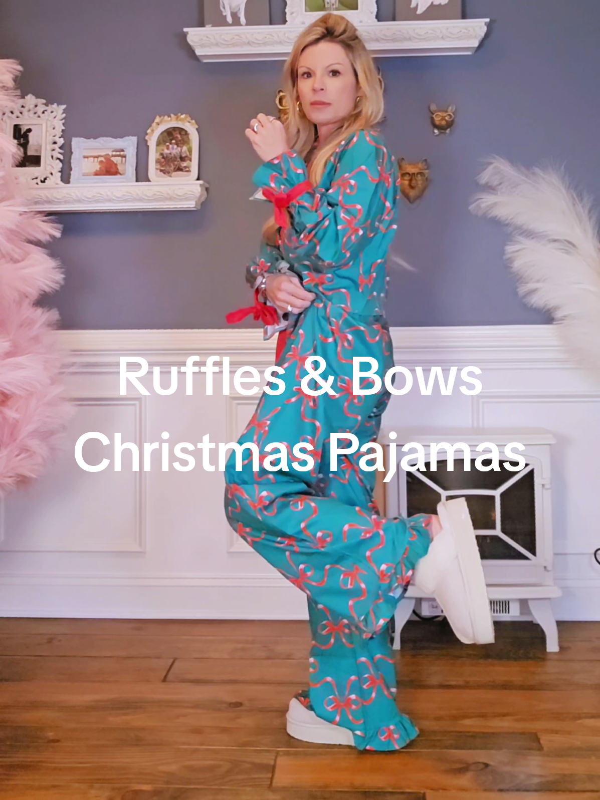 The ruffles & Bows on the Christmas Pajamas are adorable & they are available in Mommy & me sizes!! Comfortable Material: Made from 95% Elastane and 5% Cotton, ensuring comfort Cute Bow Print: Features an attractive bow print, enhancing the festive spirit Easy to Wear: Includes tops and pants with easy to wear designs Long Sleeve Coverage: Long sleeve tops provide extra warmth, suitable for holiday seasons Matching Design: Designed for both mom and kid, perfect for bonding moments Versatile Sizing: Available in a variety of sizes to accommodate different family members. #tiktokshopblackfriday #tiktokshopcybermonday #tiktokshopcreatorpicks 