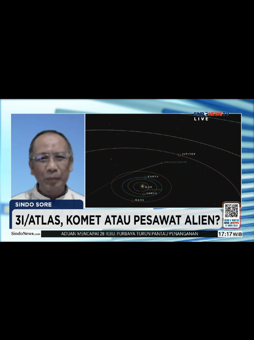 MEDIA NASIONAL MULAI TURUT MEMBERITAKAN TENTANG 3i-ATLAS, KOMET ATAU STARSHIP ALIENS ?   Lintasi Tata Surya, Komet Raksasa atau Alien Ini Penjelasan Peneliti - Sindo Sore 25-10