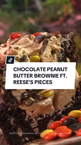 This new dessert is scary good. 👻🖤 Chocolate Peanut Butter Brownie ft. REESE'S PIECES is here! Trick? Nope! All treats. See you at Crumbl. 👋🧛🏼‍♂️ #Crumbl