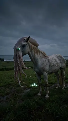 Rare ‘Cephalohorse’ Discovered on British Coastline — Experts Stunned by Mythical Hybrid’s Existence Name: Cephalohorse (Equus Cephalopoda) Origin: Ancient folklore from coastal Britain and Northern Europe describes a sea-born guardian known as the Cephalohorse, a fusion between a deep-sea squid and a terrestrial stallion. Legends claim these creatures emerge during great storms, drawn to shorelines by electromagnetic surges or shipwrecks. Their glowing eyes and bioluminescent markings are said to guide lost sailors to safety… or lure them into the depths. According to modern myths, sightings are omens of massive oceanic shifts — some locals even call it “Poseidon’s Herald