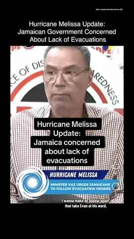 HURRICANE MELISSA UPDATE: Daryl Vaz, the Minister of Transport, Telecommunications and Energy in Jamaica, said Monday that the government is concerned about the lack of evacuations as of Monday afternoon. As of 3pm ET, Hurricane Melissa is an incredibly powerful category 5 storm headed for Jamaica. Widespread devastation is expected across the Caribbean nation. (Video: Jamaica Video Service/JIS) #hurricanemelissa #jamaica #evacuations 