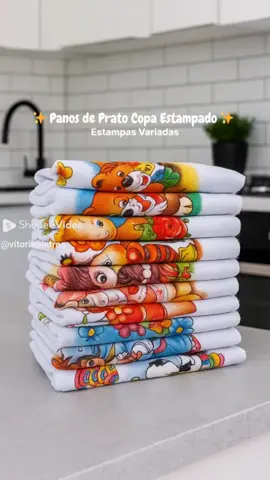 ✨️Kit com 10 Panos de Prato Estampados, você garante qualidade, beleza e economia em cada detalhe.🌿 #panodeprato #copalinda #decoraçãodecozinha 