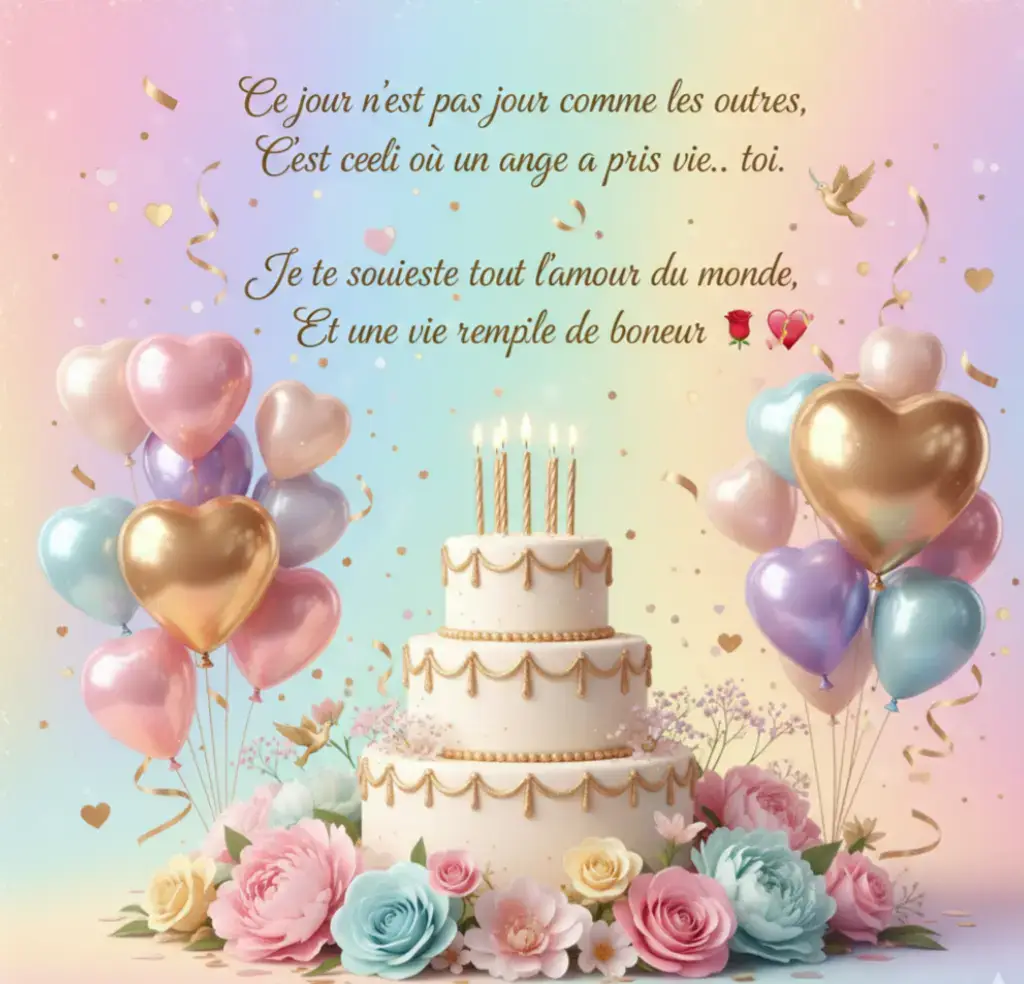 Une nouvelle année, un nouveau souffle 🌷 Que tes rêves s’ouvrent comme des fleurs 🌸 Et que ton cœur reste pur comme l’amour 💞 ✨ Joyeux anniversaire à tous les amoureux de la vie ✨#JoyeuxAnniversaire 💝 #PoèmeDAmour 💞 #AnniversaireRomantique 🌹 #VœuxDAmour 💋 #CoupleGoals 💫  🎂  🌈  💖  🕊️  💎