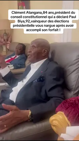 Clément Atangana,84 ans,président du conseil constitutionnel qui a déclaré Paul Biya,92,vainqueur des élections présidentielle vous nargue après avoir accompli son forfait !#electioncameroun2025🇨🇲 #camerountiktok🇨🇲237🥰🇨🇲🇨🇲😍✅        