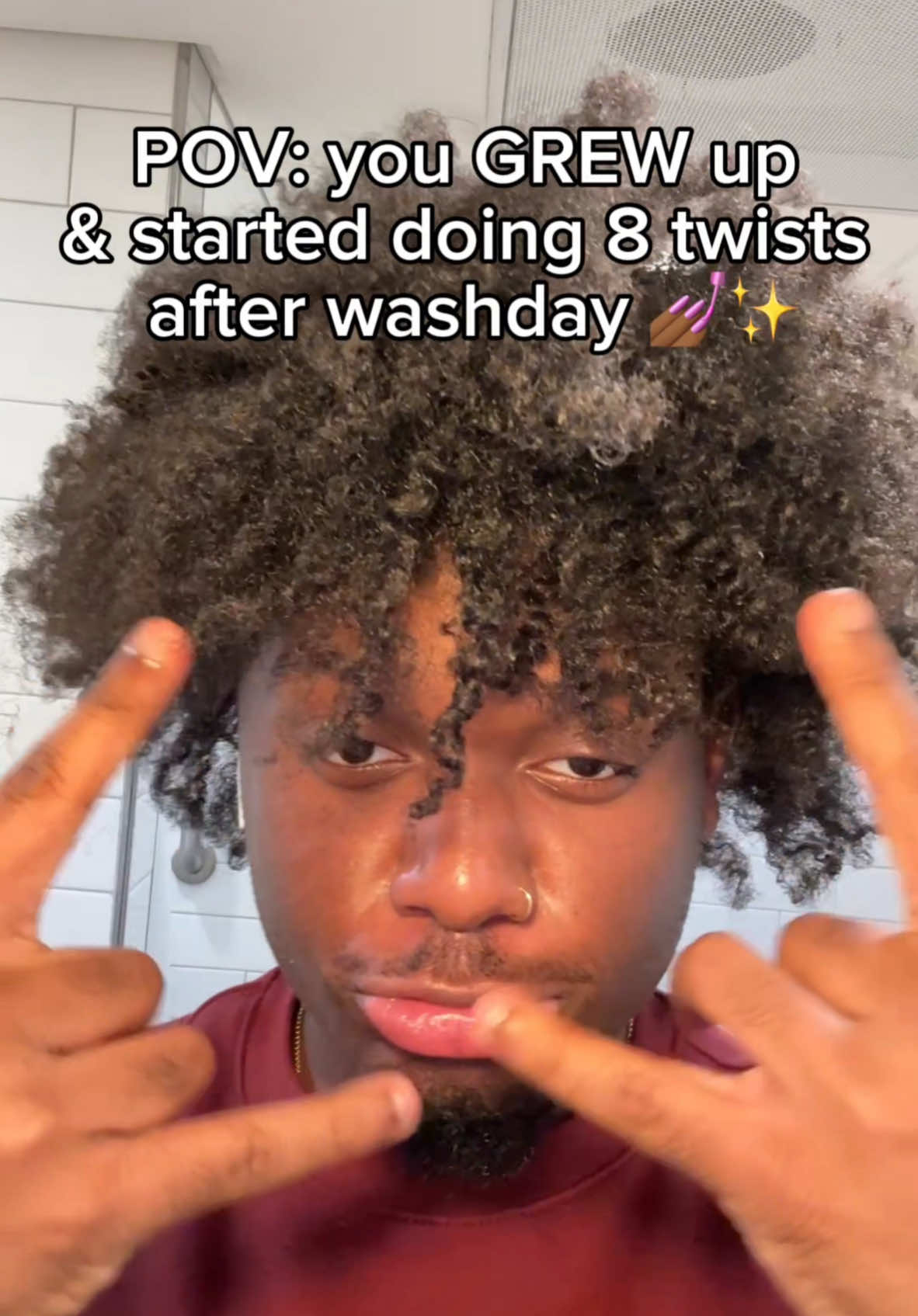 type 4 natural hair twist outs come out better with chunky twists 🤷🏾‍♂️ i don’t make the rules 😂 i just learned as i matured  for this chunky twistout on my type 4 natural hair, i used @Luster’s Pink hair lotion + wetlinegel  #naturalhair #type4hair #twistout #blackgirlhair #blackgirltiktok 