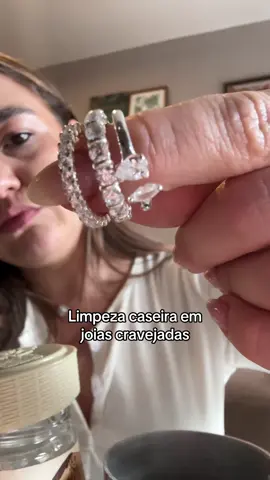Limpeza caseira em joias cravejadas de prata 925 #dicas #limpezadejoias #joias #dicascaseiras 