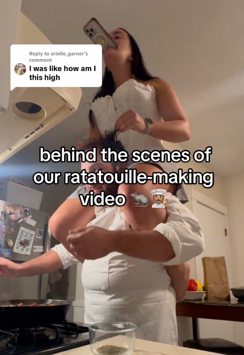 Replying to @arielle_garner in case anyone needed a visual of the video-making process🤠 #ratatouille#ratatouillecostume#couplescostume#costumeideas#halloweencostume 