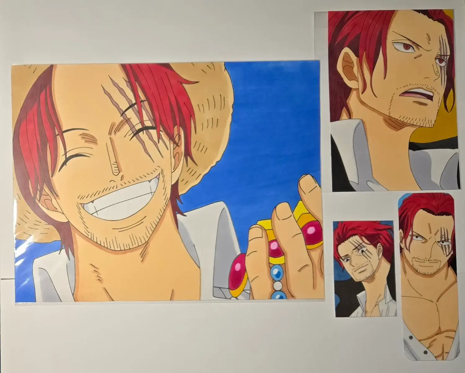 Today's character highlight is Shanks from One Piece! He got a new small style piece in the Artober Drop! He is 1 of 4 characters from the series that got an upgrade this month!  Some One Piece characters will be retiring soon as I just dont have the space for all of them. Shanks is safe for now but many others arent so keep an eye out in the November drop for those! Character Bundles include: ~1 large (8.5 by 11) print ~1 small print (4 by 5) print ~1 bookmark (2 by 6) print ~1 photocard (2.2 by 3.5) print ($22 value) #onepiece #onepieceart #onepiecefanart #shanks #redhairedshanks 