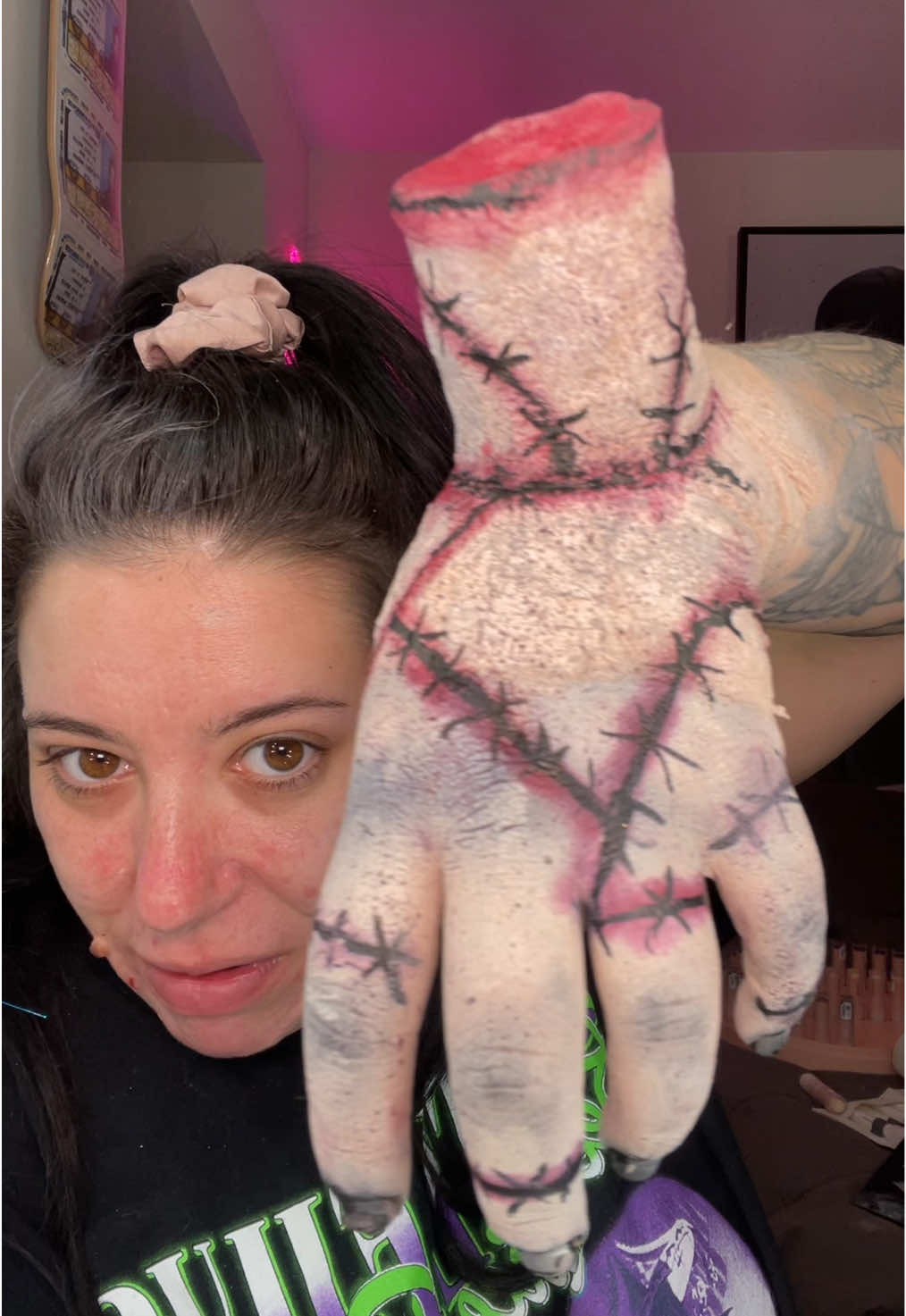 Let’s make Thing from the Addams Family🕷️ #thing #thingmakeup #addamsfamily #specialfx #halloweenmakeup 