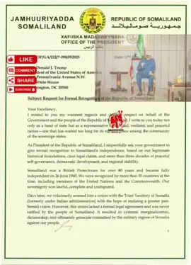 President of the Republic of Somaliland, Mr. Abdirahman Cirro, we congratulate you on your beautiful and worthy statement, President, that you shared with the world in seeking the recognition we have the right to receive, we stand by your good leadership in leading the nation, in terms of security, peace, brotherhood, the remarkable progress you have made in a short period of time, the nationalization of the civil army that belonged to the tribes. Thank you, Mr. President, please convey to Mr. Secretary Abdulkadir Eidleh this congratulatory message that we have sent to the President of the Nation of Somaliland through social media. So the statement of Eng. Abdishakur Tayib Mohamed