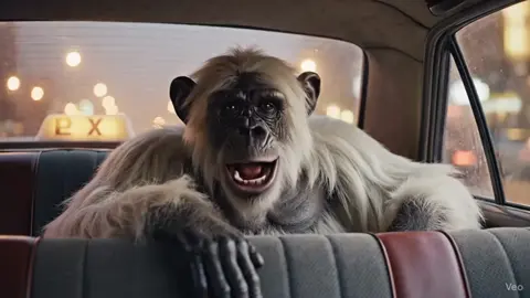 قرد أبيض راقد براحة في المقعد الخلفي لتاكسي تسعيناتي، وسط إضاءة ناعمة وغبار خفيف على الشبابيك… بيرفع راسو ويقول بصوت سوداني . . . . #قرد_سوداني #فيديو_كوميدي #سورا2 #شريف_الفحيل #ضحك 