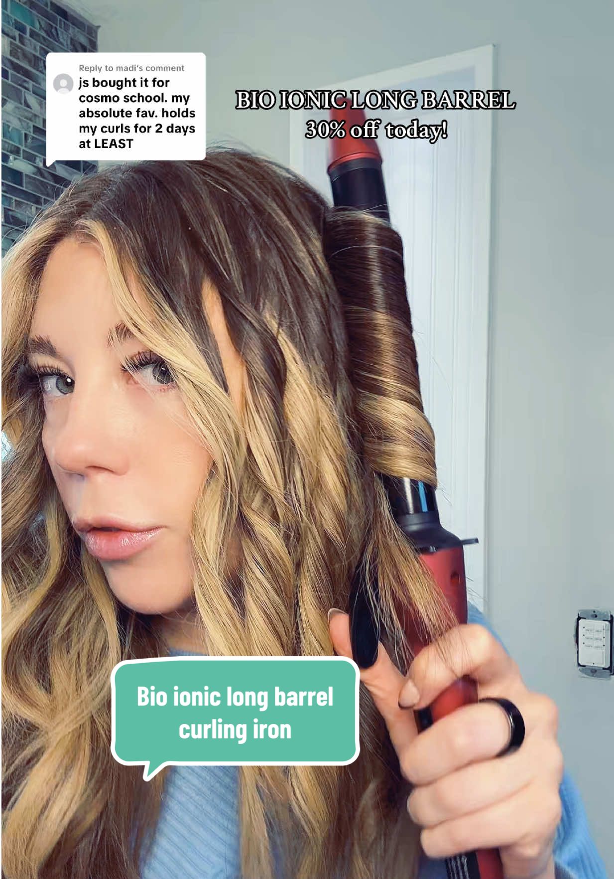 Replying to @madi bio ionic long barrel curling iron is on sale for a limited time! @Bio Ionic  #bioionic #curlingiron #tiktokshopblackfriday #tiktokshopcybermonday #tiktokshopcreatorpicks 