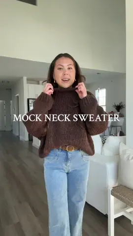 perfectly oversized mock neck sweater 🤎 I’m 5’2 wearing a medium #mockneck #mocknecksweater #sweater #oversizedsweater #tiktokshopblackfriday 