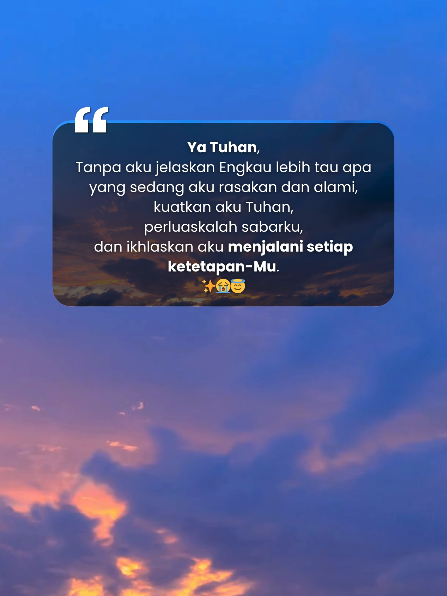 Tuhan pasti buka jalan. Ya Tuhan, Tanpa aku jelaskan Engkau lebih tau apa yang sedang aku rasakan dan alami, kuatkan aku Tuhan, perluaskalah sabarku, dan ikhlaskan aku menjalani setiap ketetapan-Mu. ✨😭😇 ##rohani_kristen #oktober #jadi #berkat #manado #Tuhan #pasti