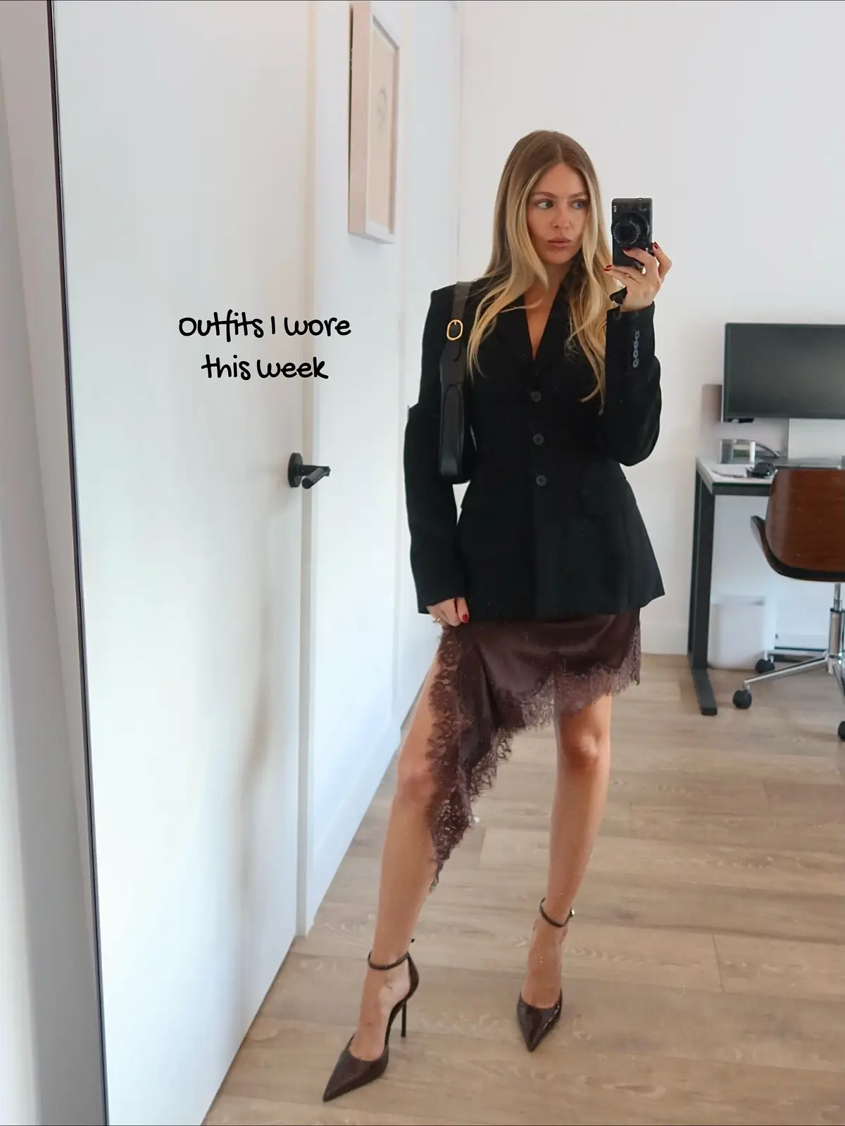 Outfit details ↓ 1 - @Aritzia blazer, zara dress and schutz heels 2 - aritzia long sleeve, @L’AGENCE jeans, saint laurent loafers, @Mansur Gavriel bag 3 - @ZARA top, aritzia pants, @cultofcoquette heels  4 - aritzia long sleeve and pants, saint laurent loafers, @Freja NYC bag #outfitinspo #whatiwore #OutfitsOfTheWeek 