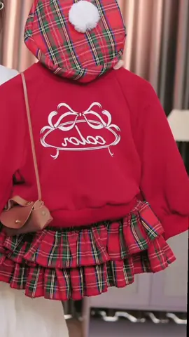 Vivibaby Set Áo Nỉ 2 Da Đỏ Đô mix chân váy xinh iu#thoitrang #xuhuong #depquaihau #vayxinhchobe 