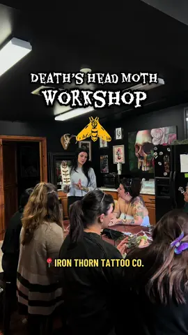 You asked for a death’s head moth coffin class after our last bug pinning workshop, so we made it happen for the Halloween season! Thank you to everyone who came out. we love building community and creating with other women-owned small businesses 🫶🏼 #patattooartist #taxidermy #deathsheadmoth #bugpinning #lehighvalley 
