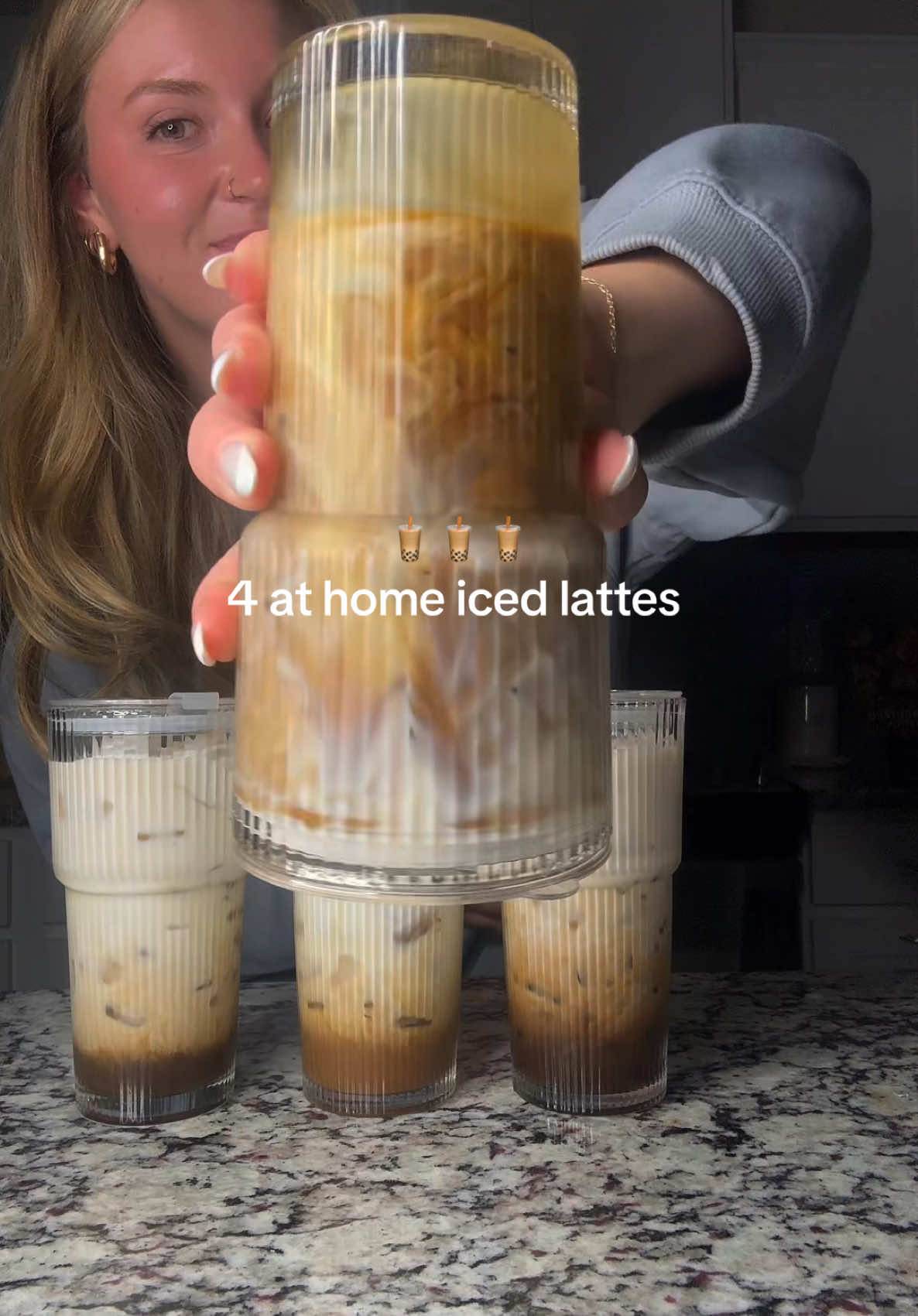 Let’s make my roommates some iced lattes!!! So yummy & all super easy 🤩🤩 Banana Bread Latte🍌 1/2 tbsp banana syrup 1/2 tbsp brown sugar syrup 2 tsp instant espresso 3 oz water  6 oz whole milk Ice Salted maple latte🍁 1/2 tbsp maple syrup Pinch of Celtic salt 2 tsp instant espresso 3 oz water  6oz milk Ice Salted caramel latte🍮 1/2 tbsp caramel sauce Pinch of Celtic salt 2 tsp instant espresso 3 oz water  6 oz milk Ice Cookie butter latte 🍪 1 tbsp cookie butter syrup  2 tsp instant espresso 3 oz water  6 oz milk Ice  Soo good!! #icedlatte #coffeetiktok #coffeetok #icedcoffee #fyp 