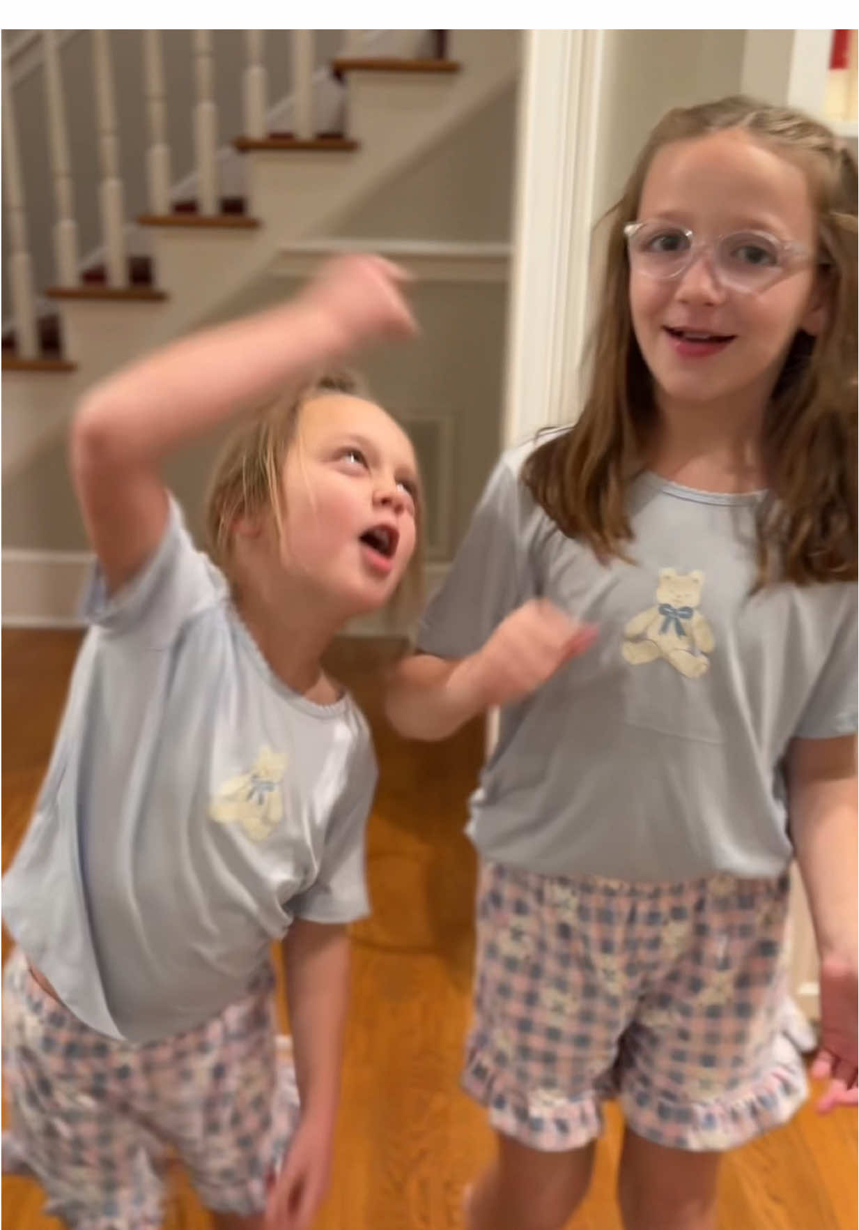 Tonight’s outfit lineup looks a little different…it’s safety week at school, and tomorrow is pajama day! The girls are thrilled. Also, Char has a lot of feelings about the whole 6–7 trend 😂 #kidclothes #OOTD #MomsofTikTok #daughters #67 