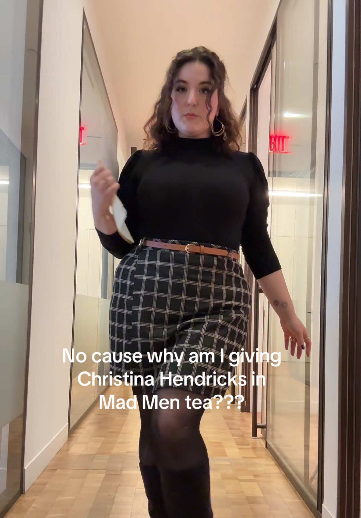 Catch me hip switching and clomping around handing out mail and files at work hehe🤭 #workootd #officeoutfit #officesiren #madmen #christinahendricks #curvyfashion #plussizetiktok #curvefashion #nyclife #bodyneutrality #representationmatters 