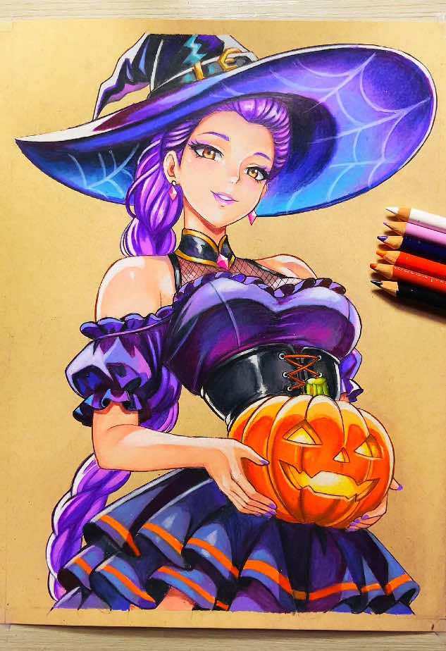 Finished Drawing of Witch Rumi!🧙‍♀️💜 Hope you like it her! #rumi #kpopdemonhunters #fyp #animedrawing #animeart 