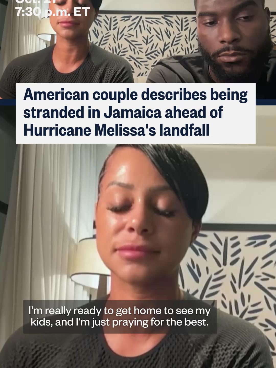 Hurricane Melissa is edging toward Jamaica and is set to make landfall as a historic Category 5 storm. NBC News’ Tom Llamas speaks with an American couple stranded there.