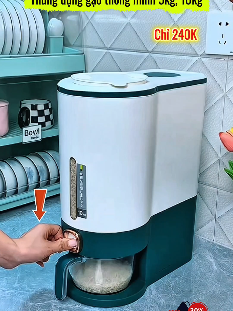 Thùng đựng gạo thông minh, tự động lấy gạo, dùng tích từ 5kg đến 10kg, sản phẩm tiện ích cho mọi nhà#xuhuong #tongkhogiadungphanthanh #thungdunggao #thungdunggaothongminh #thungdunggao10kg 