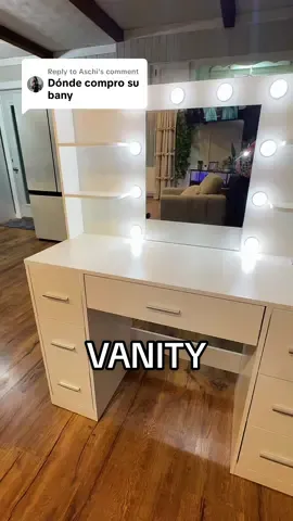 Replying to @Aschi El vanity más lindo y funcional ✨ con espejo grande, luces ajustables y mucho espacio para organizar tu makeup 💖 #Furmax #VanityDesk #MakeupVanity #TikTokHomeFinds #HomeDecor