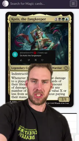Kotis the fangbearer gets roasted #mtg #magicthegathering #mtgtiktok #mtgfam #mtgedh 