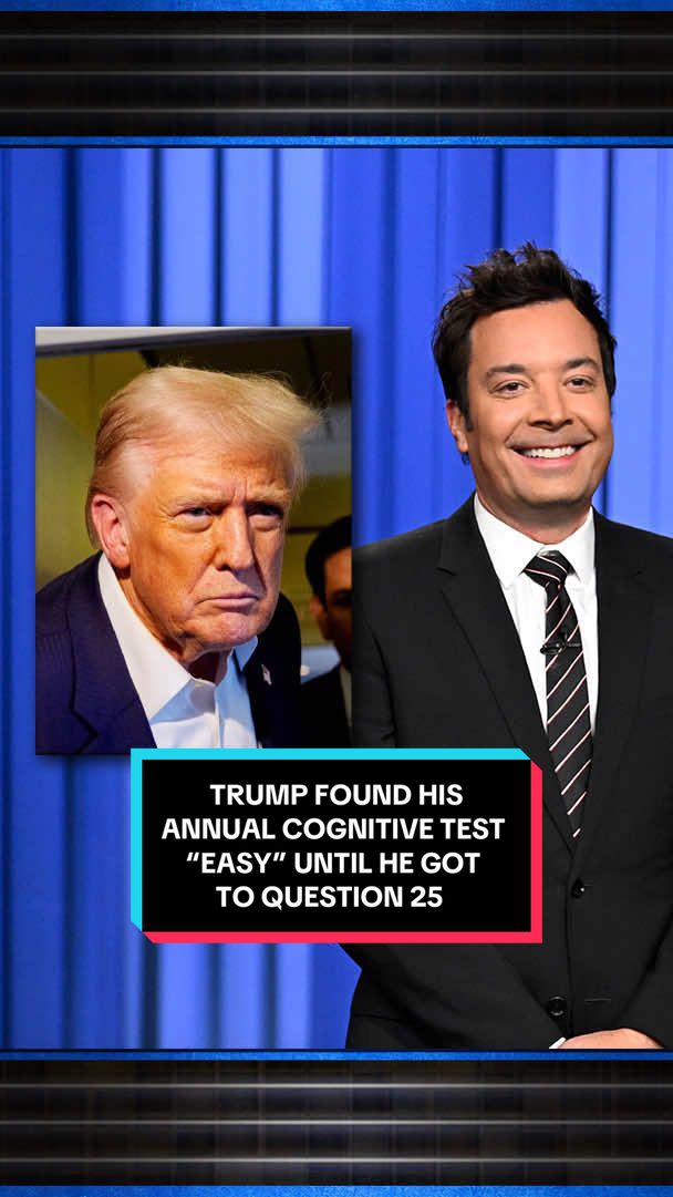 Trump found his annual cognitive test “easy” until he got to question 25: “How well did you know Jeffrey Epstein?” #FallonTonight #TonightShow #Trump #JimmyFallon 