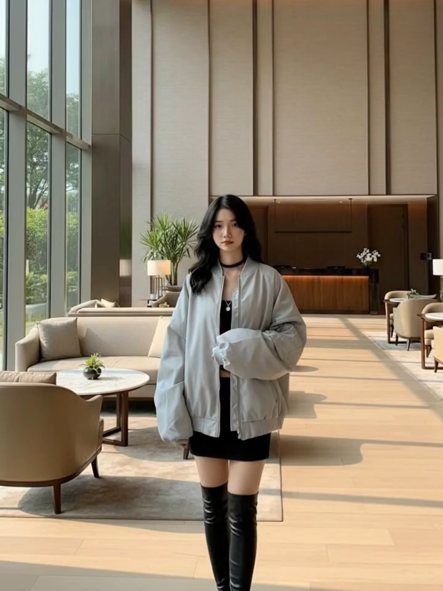 Áo Khoác Bomber Nữ Tay Nhún Trẻ Trung #bombernu #aokhoacphomrong #tretrung #thoitrang #AIgenerated